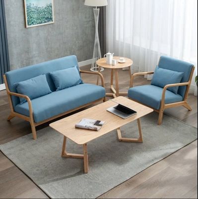 Living Room Sofa Set Furniture Disassembled Armrest Wood Chair with Modern Design and Deep Brown/Creamy White/Blue/Gray Color