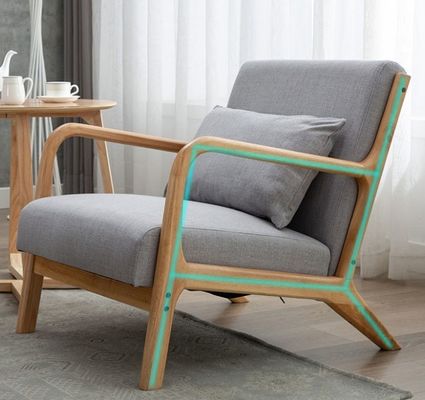 Living Room Sofa Set Furniture Disassembled Armrest Wood Chair with Modern Design and Deep Brown/Creamy White/Blue/Gray Color