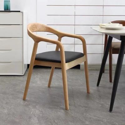 Solid Wood Nordic Light Luxury Hotel Cafe Fabric or Leather Dining Chair for Fine Dining