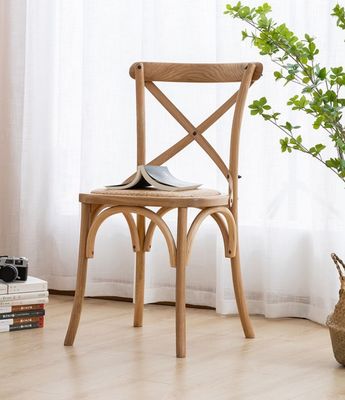Folded Nordic Modern Rattan Cross Back Solid Wood Wedding Wooden Chair for Banquet Y Mail Packing