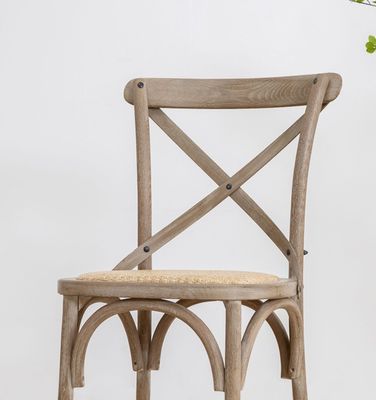 Folded Nordic Modern Rattan Cross Back Solid Wood Wedding Wooden Chair for Banquet Y Mail Packing