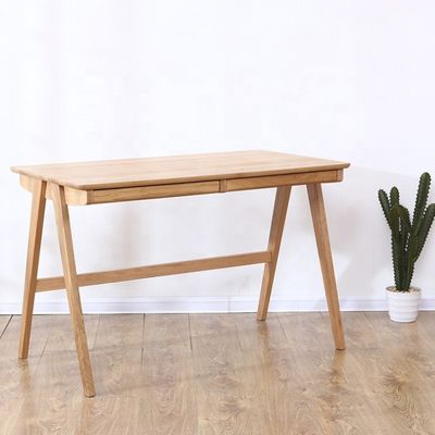 Scandinavian Modern Double Drawer Study Desk in Natural or Dark Walnut Color for Dining Room Furniture