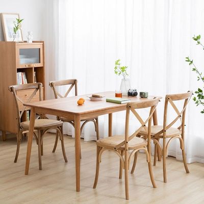 Folded Nordic Modern Rattan Cross Back Solid Wood Wedding Wooden Chair for Banquet Y Mail Packing