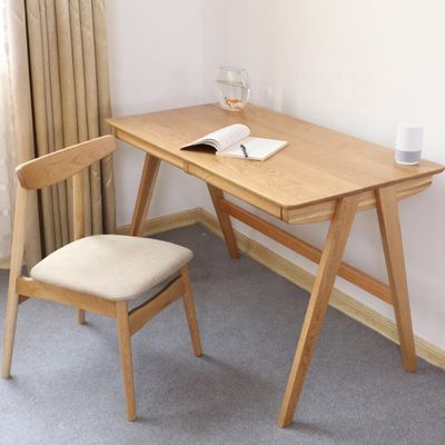 Scandinavian Modern Double Drawer Study Desk in Natural or Dark Walnut Color for Dining Room Furniture