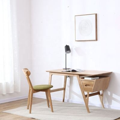 Scandinavian Modern Double Drawer Study Desk in Natural or Dark Walnut Color for Dining Room Furniture