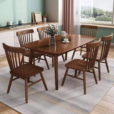 Nordic Solid Wood Dining Table and Chair Combination for Simple Modern Eco-friendly Home Bar Design Homestay Dining