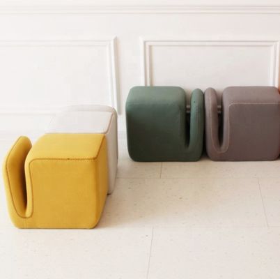 Home Furniture Ottoman Stool with Fabric Cover OEM Service Accepted Space Saving Multi-Purpose Design