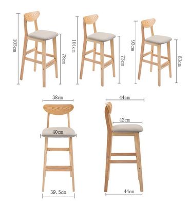 OEM Service Accepted Natural Solid Wood Bar Stool for High Chair Furniture and Cushion