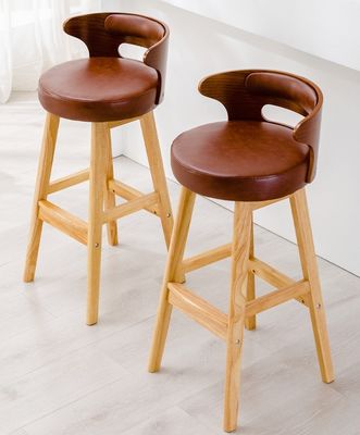 Nordic Modern Simple Wood Bar High Chair Natural Solid Wood Stool within Leisure Facilities and High Stool