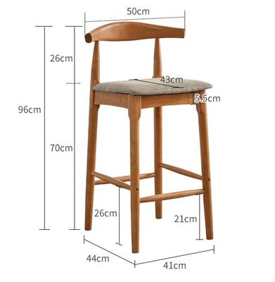 Solid Wood High Chair for Pub Coffee Shop W41*D44*96CM Commercial Furniture