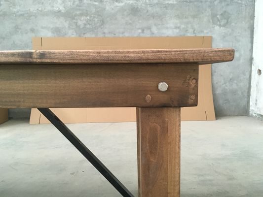 Cover Material Solid Wood Classical Design Folding Farm Dining Wedding Table with Wooden Cover and Folding Feature