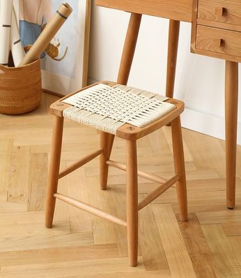 Modern Minimalist Nordic Bar High Stool Solid Wood Woven Rope Cafe Restaurant Stool For Events W30*D35*45/70CM
