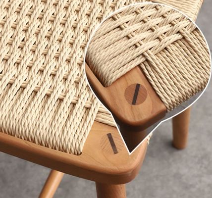 Modern Minimalist Nordic Bar High Stool Solid Wood Woven Rope Cafe Restaurant Stool For Events W30*D35*45/70CM