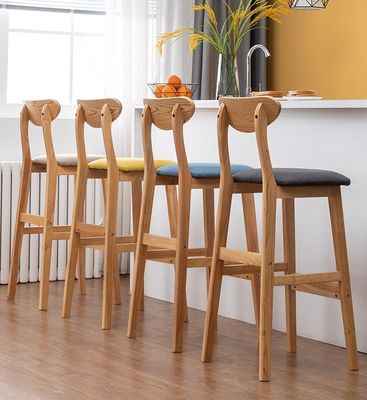 Upholstered Solid Wood Bar Stool in Vintage Style for Pub Coffee Shop W38*D44*H101 cm