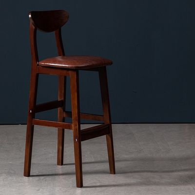 Upholstered Solid Wood Bar Stool in Vintage Style for Pub Coffee Shop W38*D44*H101 cm