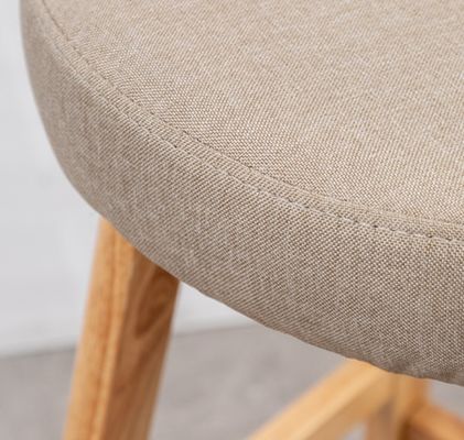 Modern Design Natural Color Detachable High Back Solid Wood Bar Stool for Pub