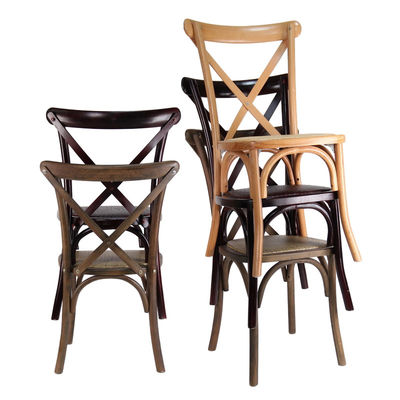 Solid Wood Cross Back Chairs with Nitrolacquer Finish and Modern Stacked Design W50*D44*H89CM