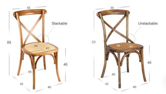 Solid Wood Cross Back Chairs with Nitrolacquer Finish and Modern Stacked Design W50*D44*H89CM