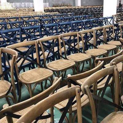 Solid Wood Cross Back Chairs with Nitrolacquer Finish and Modern Stacked Design W50*D44*H89CM