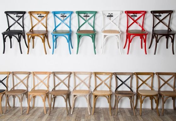 Solid Wood Cross Back Chairs with Nitrolacquer Finish and Modern Stacked Design W50*D44*H89CM