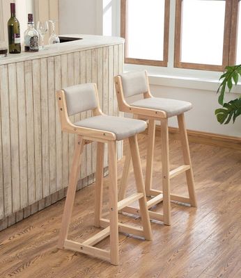 Natural Color Detachable Vintage Upholstered Solid Wood Bar Stool for Pub