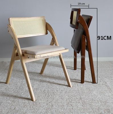 Wooden Rattan Folding Living Room Dining Chairs Modern Design Style for Dining Room Funiture and Solid Wood Construction