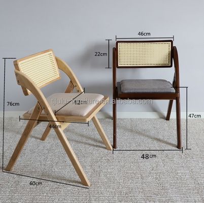 Wooden Rattan Folding Living Room Dining Chairs Modern Design Style for Dining Room Funiture and Solid Wood Construction