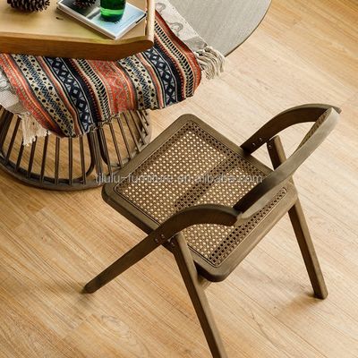 Stylish Morden Dining Fruniture Wooden Chair with Durable Rattan Seat and Back