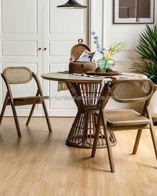 Stylish Morden Dining Fruniture Wooden Chair with Durable Rattan Seat and Back