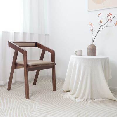 Wooden Arm Chair Restaurant Walnut Color Dining Solid Wood Chair for Specific in Dining Room Furniture