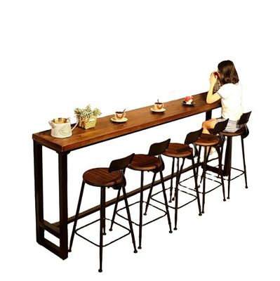 Home Bar Rustic Metal Frame Dining Tables High Rectangular Wood Kitchen Bar Table Stool