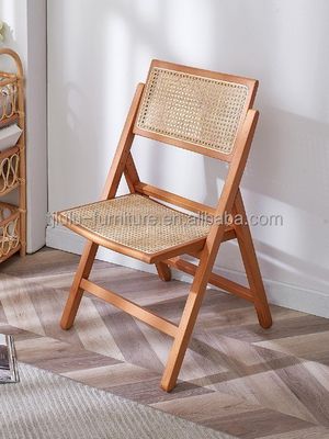 Mail Packing Solid Wood Rattan Folding Dining Chair for Nordic Restaurant Decoration