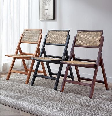 Mail Packing Solid Wood Rattan Folding Dining Chair for Nordic Restaurant Decoration