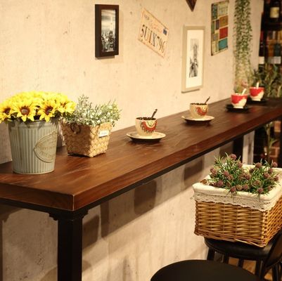 Home Bar Rustic Metal Frame Dining Tables High Rectangular Wood Kitchen Bar Table Stool