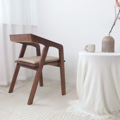 Wooden Arm Chair Restaurant Walnut Color Dining Solid Wood Chair for Specific in Dining Room Furniture