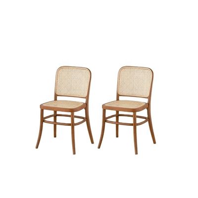 Durable Modern Design Style Wooden Rattan Backrest Leisure Rattan Dinning Chair for Outdoor Garden Restaurant Cafe Furniture