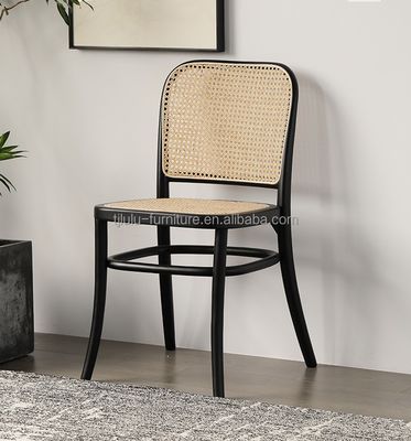 Durable Modern Design Style Wooden Rattan Backrest Leisure Rattan Dinning Chair for Outdoor Garden Restaurant Cafe Furniture