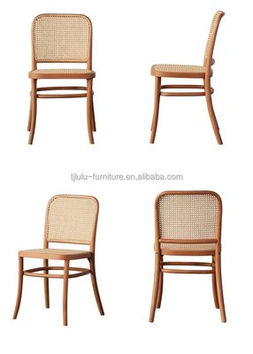 Durable Modern Design Style Wooden Rattan Backrest Leisure Rattan Dinning Chair for Outdoor Garden Restaurant Cafe Furniture