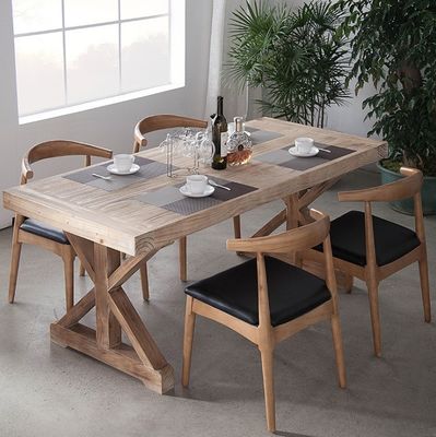 Solid Wood Customized Vintage Neoclassical Wooden Dining Table for Dining and Living Room Craftsmanship