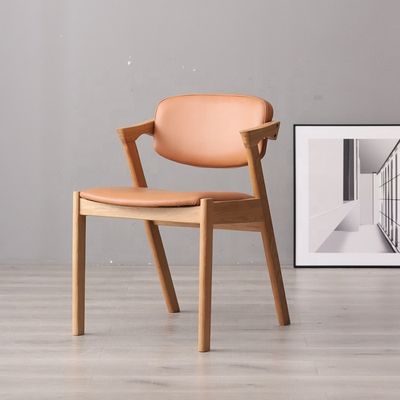 Home Furniture Nordic Style Z Shaped Oak Wood Pu/ Fabric Upholstered Dining Chair with OEM Service Accepted General