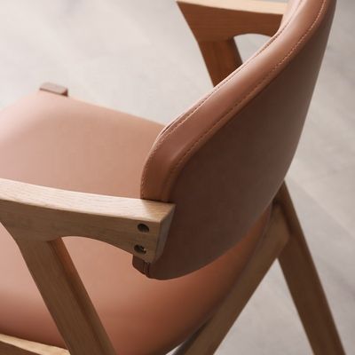 Home Furniture Nordic Style Z Shaped Oak Wood Pu/ Fabric Upholstered Dining Chair with OEM Service Accepted General