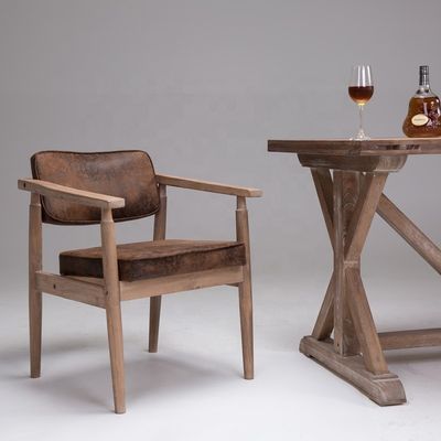 Vintage Style Antique Solid Wood Armrest Cafe Restaurant Leisure Lounge Vintage Chair with OEM Service Accepted