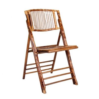 Rattan / Wicker Seat Back Material Customized Colour Rustic Bamboo Folding Outdoor Dining Chair for Event Party Furniture