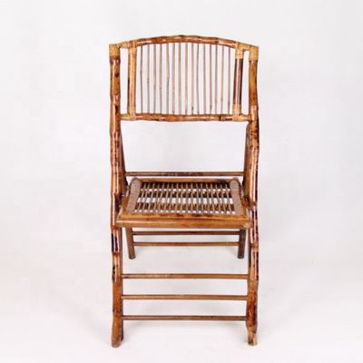 Rattan / Wicker Seat Back Material Customized Colour Rustic Bamboo Folding Outdoor Dining Chair for Event Party Furniture