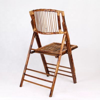 Rattan / Wicker Seat Back Material Customized Colour Rustic Bamboo Folding Outdoor Dining Chair for Event Party Furniture