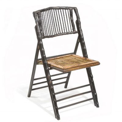 Rattan / Wicker Seat Back Material Customized Colour Rustic Bamboo Folding Outdoor Dining Chair for Event Party Furniture