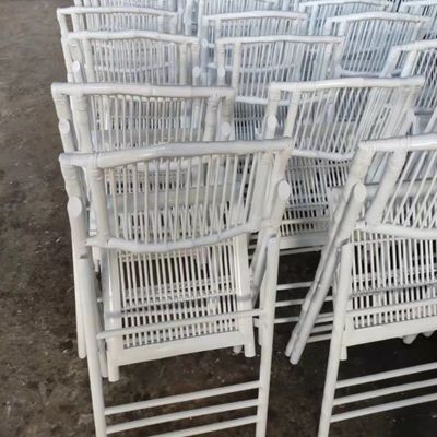 Rattan / Wicker Seat Back Material Customized Colour Rustic Bamboo Folding Outdoor Dining Chair for Event Party Furniture