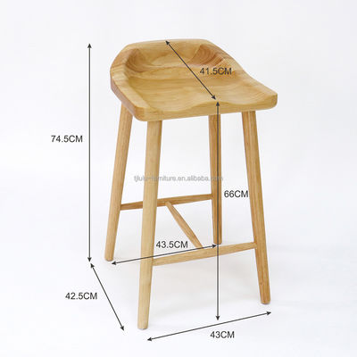 W43*D42.5*H74CM Antique Solid Wooden Bar Chair Stools High Chair Wooden Chair