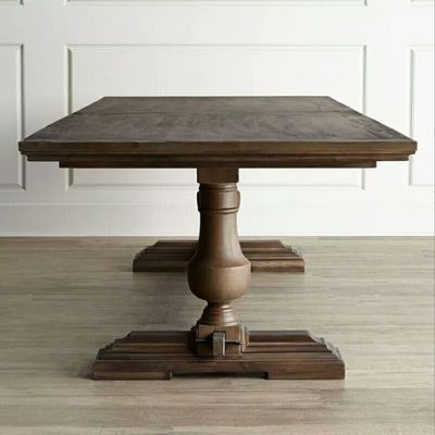 120cm*60cm*75cm Vintage Countryside Centre Dining Table with Curved Pine Wood