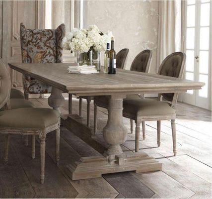 120cm*60cm*75cm Vintage Countryside Centre Dining Table with Curved Pine Wood
